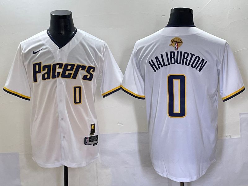 Men 2025 Indiana Pacers 0 Haliburton White Joint Name NBA Jersey style 23